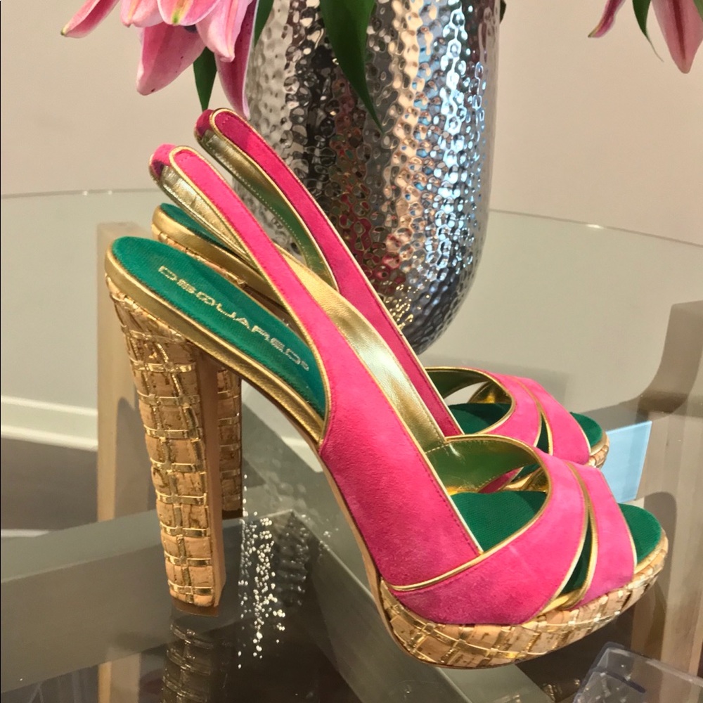 DSQUARED peep toe suede heels