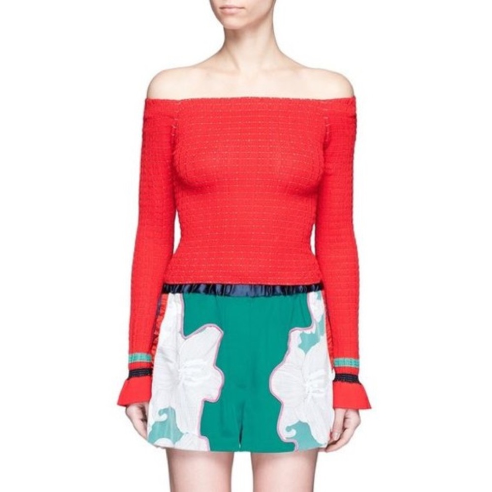 3.1 Phillip Lim Red Off The Shoulder Sweater