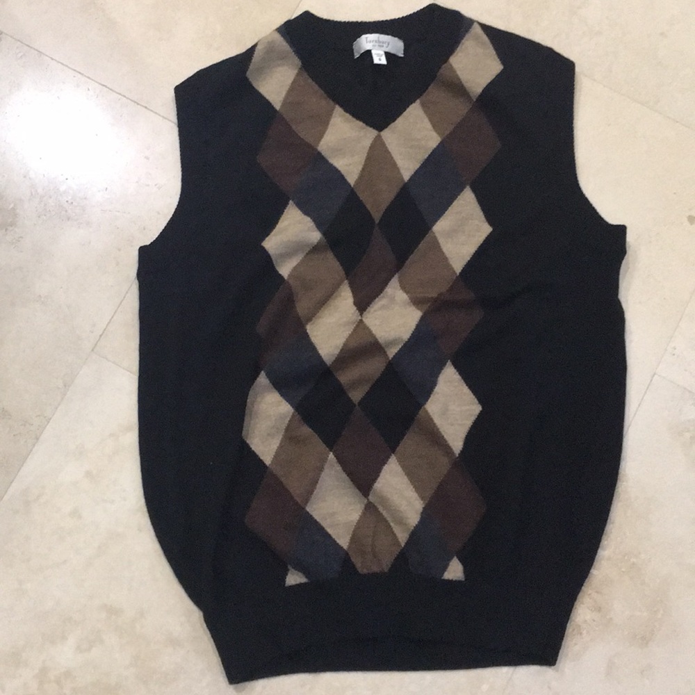 Argyle Vest -Boys v-neck 100%wool argyle vest