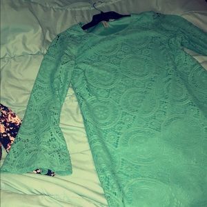 Long sleeve lace overlay dress