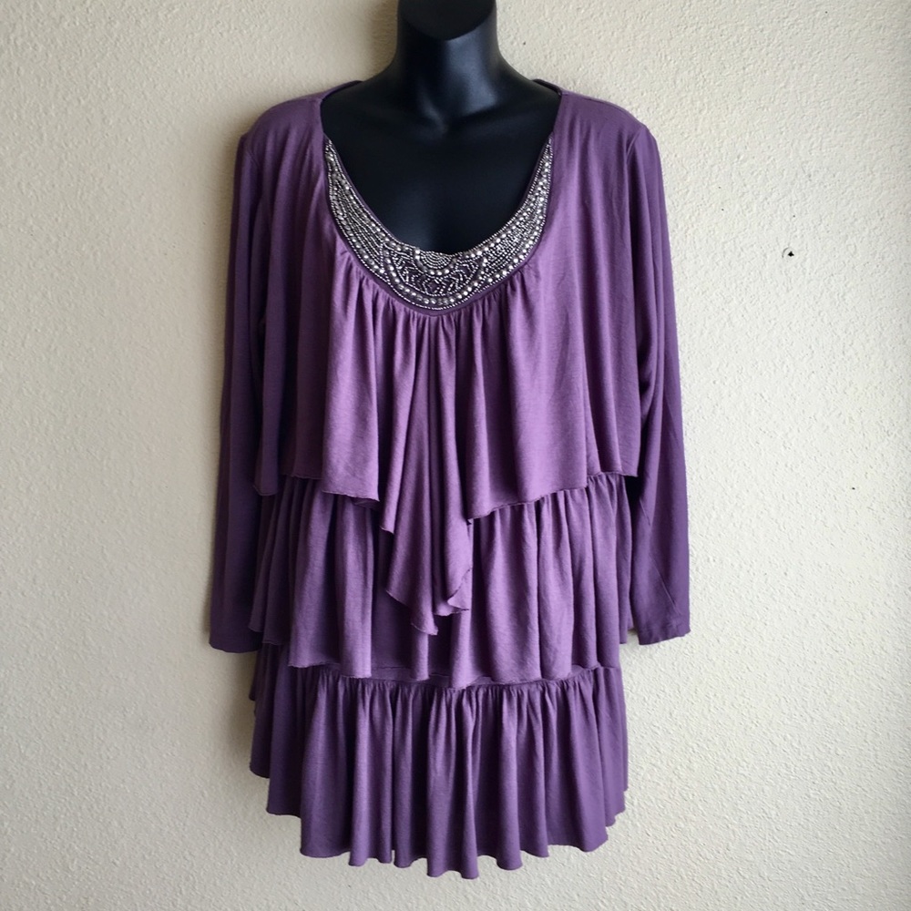 Dusty Plum Tunic with beaded detail