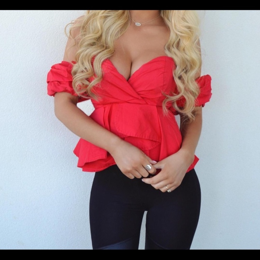 Red off the shoulder top