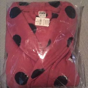 VS PINK pink robe with black polka dots