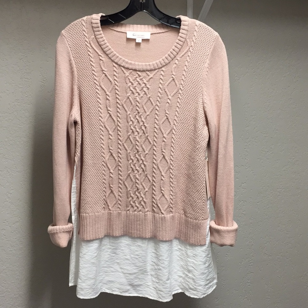 NWT / Pink Cable Sweater - Layered Look