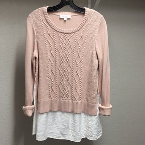 NWT / Pink Cable Sweater - Layered Look