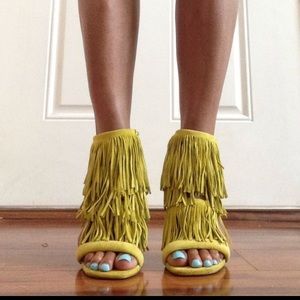 Steve Madden Green Suede Fringe Heels