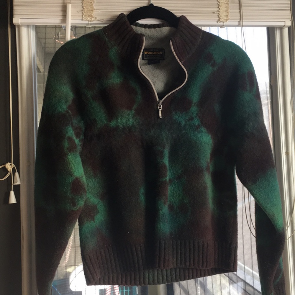 Woolrich green quarter zip sweater