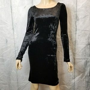 Paper crown black velvet bodycon dress scoop back