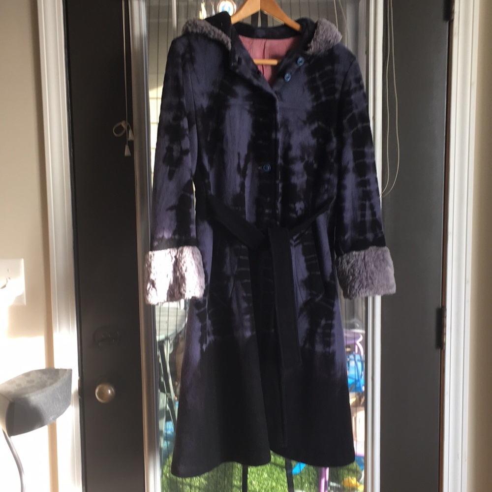 Wool, blue and black extra long pea coat