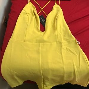 Yellow spaghetti strap romper