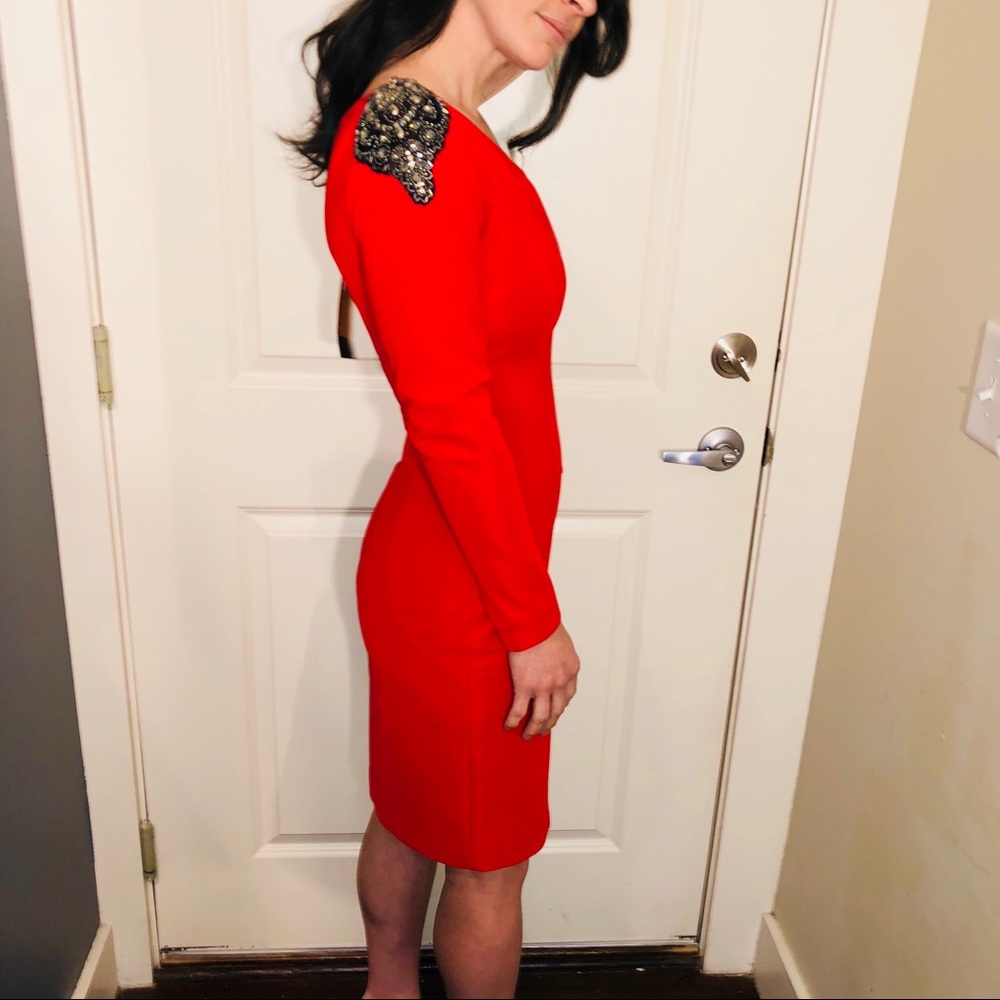 Red one shoulder dress