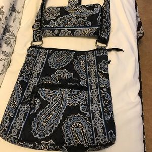 Vera Bradley navy bag and wallet