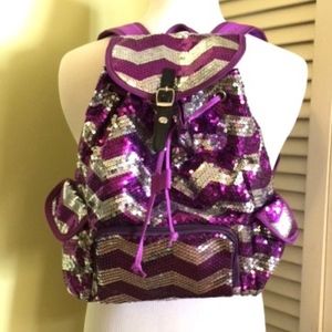 Purple & Silver Sequin Chevron Pattern Backpack