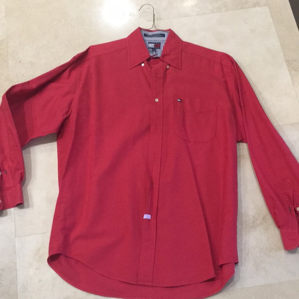 Tommy Hilfigermen's Long sleeve soft red shirt