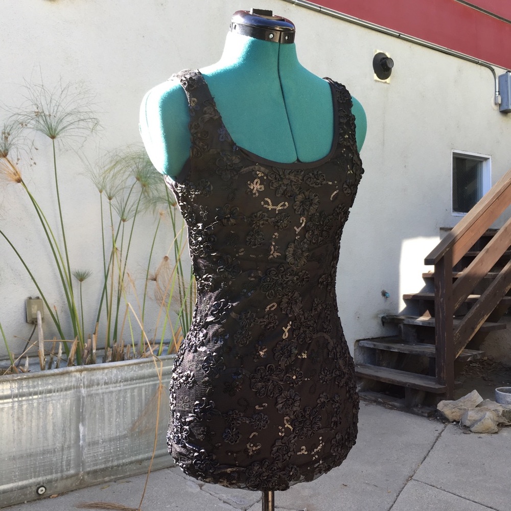 Sale Sexy Black Floral Mini Dress CCO