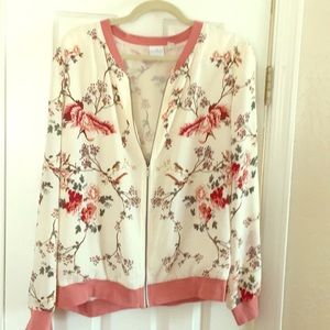 Bomber jacket floral & bird print