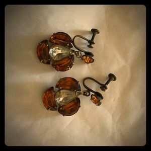 Vintage Amber Clip Earrings