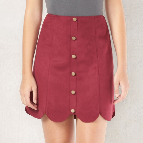 LC Lauren Conrad Wine Plum Faux Suede Skirt 10 NWT - Picture 2 of 5