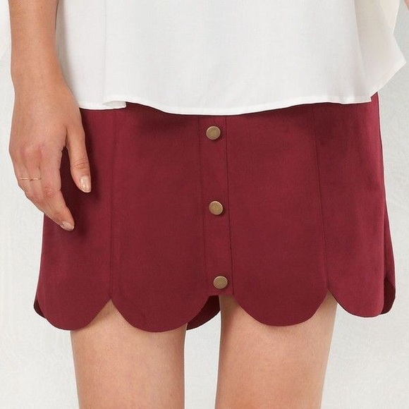 LC Lauren Conrad Wine Plum Faux Suede Skirt 10 NWT - Picture 4 of 5