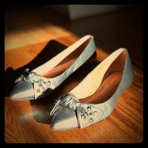 Silver leather flats