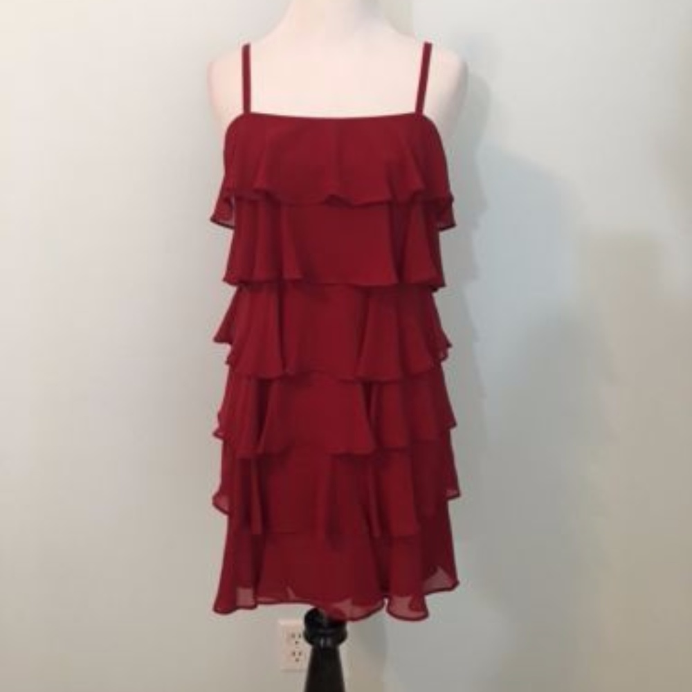 Ann Taylor Loft Red Tiered Dress 0 Petite