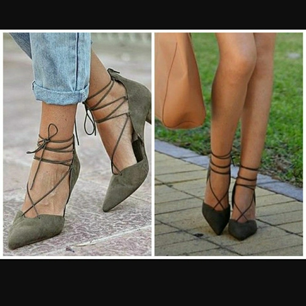 Zara lace up heels 6