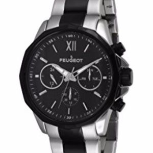Peugeot Accessories - Peugeot Mens Black Stainless Steel Link Watch Peugeot Accessories - Peugeot Mens Black Stainless Steel Link Watch