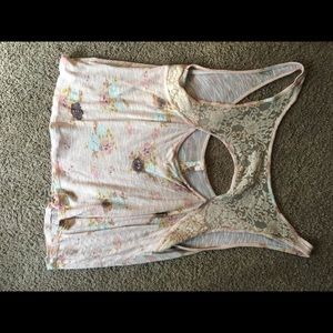 Floral pac sun crop top with lace
