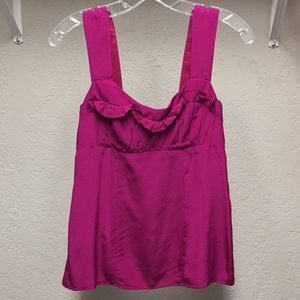 Nanette Lepore Ruffle Magenta Silk Top
