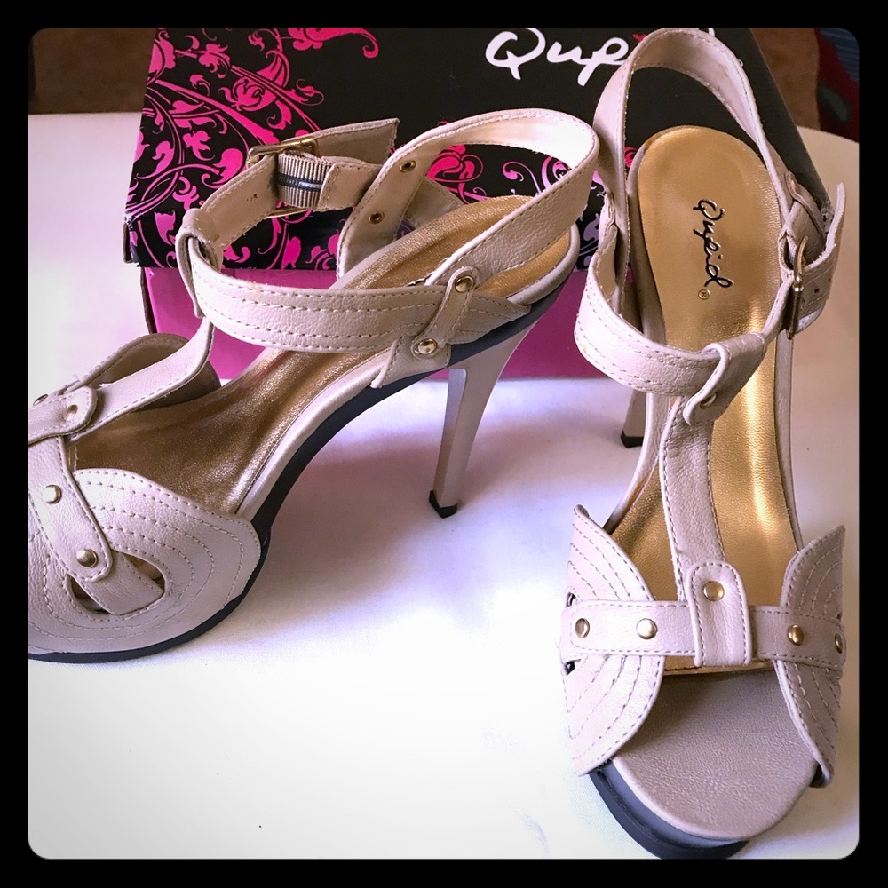 Beige strap heels