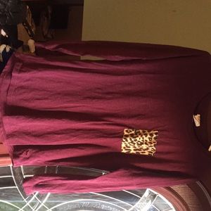 Victoria’s Secret PINK Burgundy/Leopard Crewneck