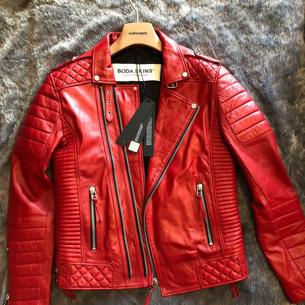 BODA SKINS red leather jacket