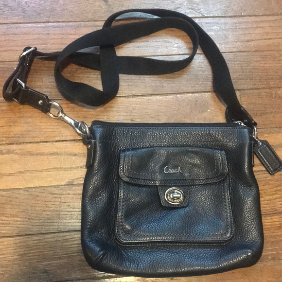 Coach Handbags - Coach Pebbled Black Leather Crossbody Bag