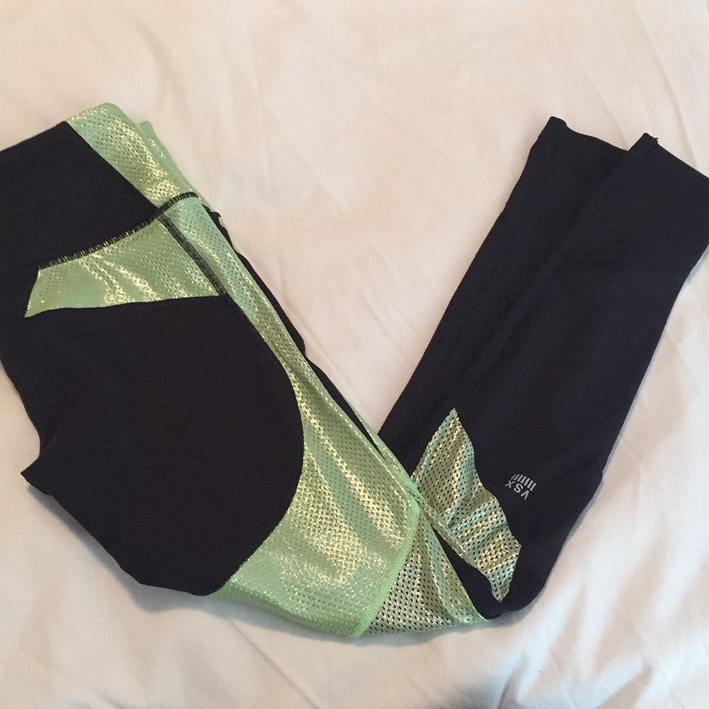 Neon green and black Victoria's Secret pants