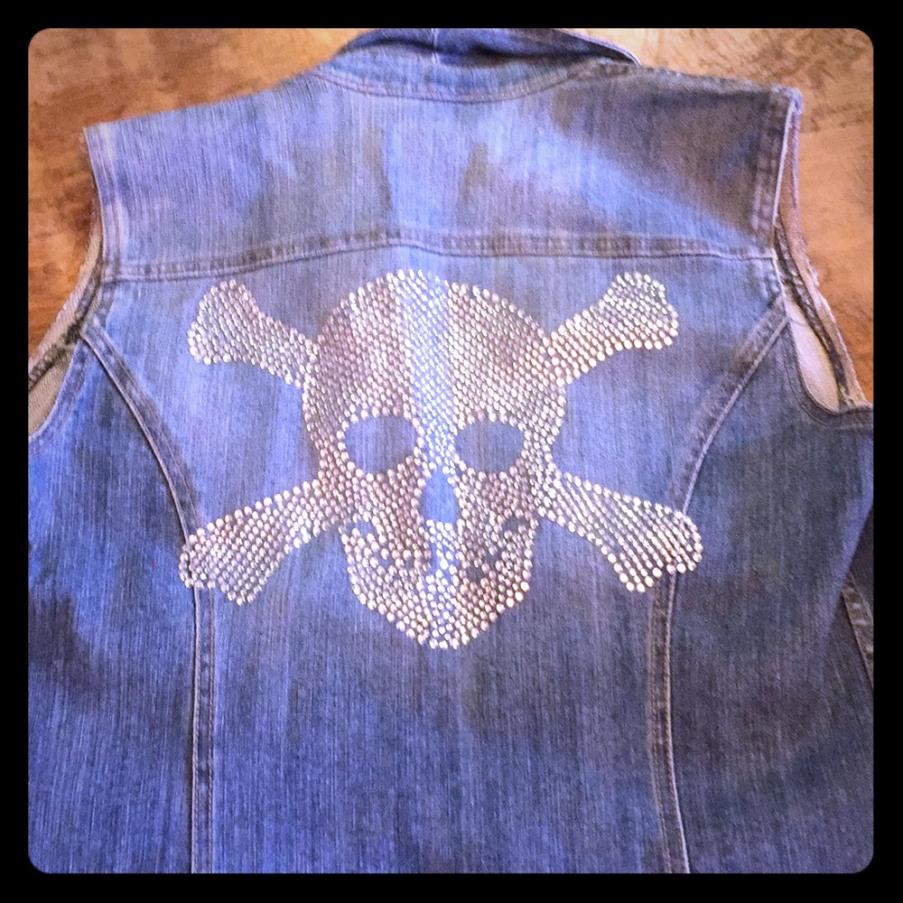 Skull denim vest