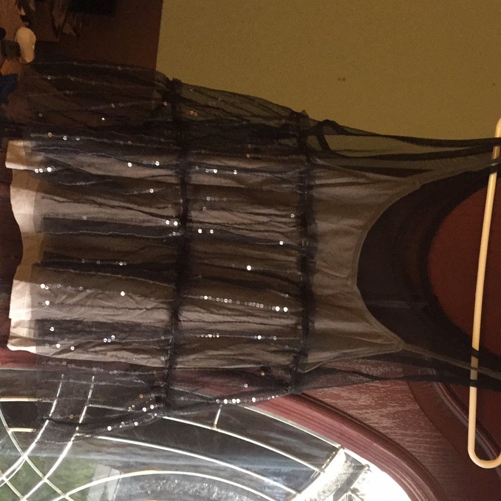 American Eagle Black/Sequin Mesh Tank w underpiece