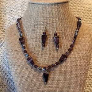Purple glass jewelry set
