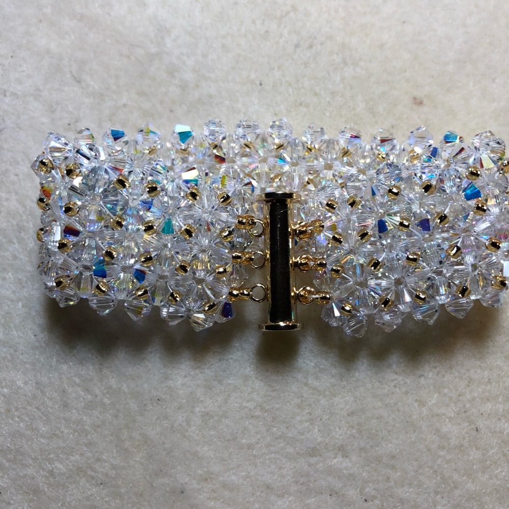Handmade Swarovski Crystal W/Gold Wowen Toho Beads - Picture 3 of 8