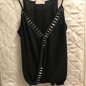 Embellished black tank top