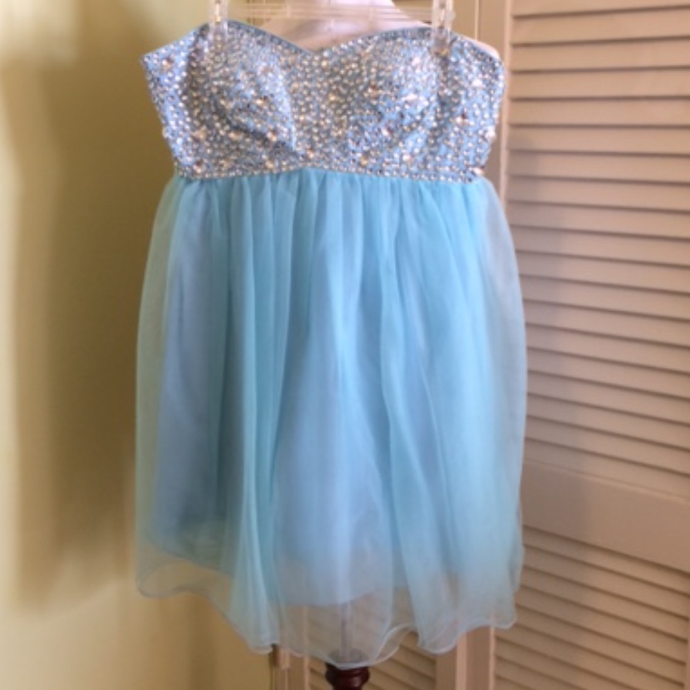 *DONATED* Beaded Powder Blue Prom Dress, 16