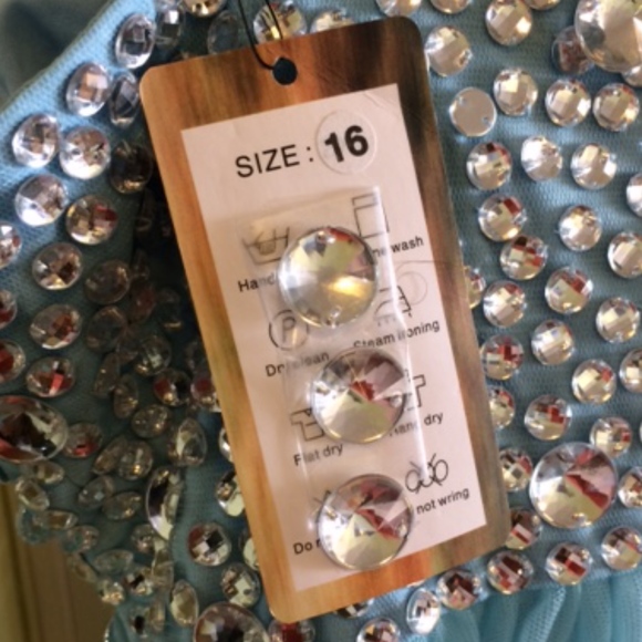 *DONATED* Beaded Powder Blue Prom Dress, 16 - Picture 6 of 6