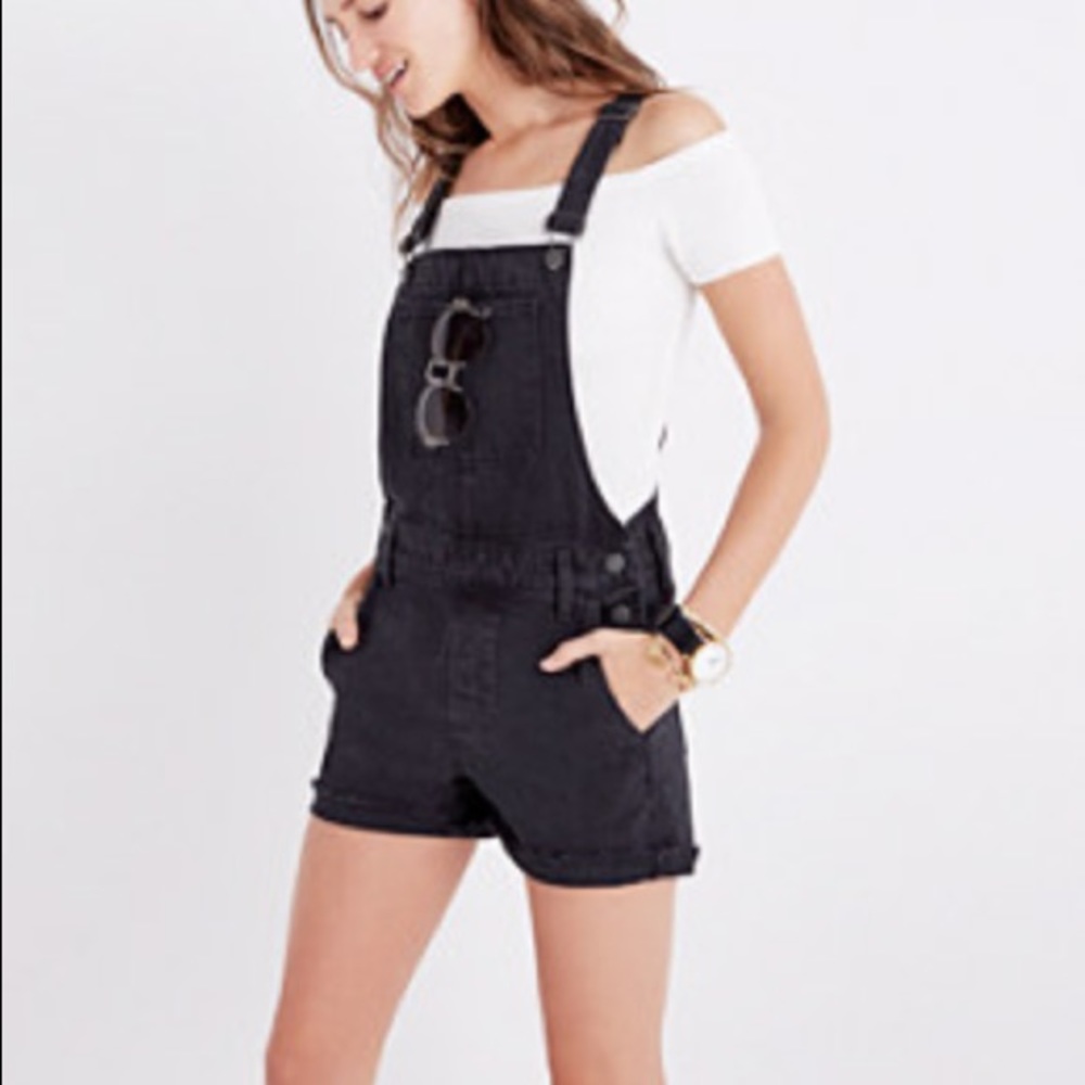 Madewell denim short overalls