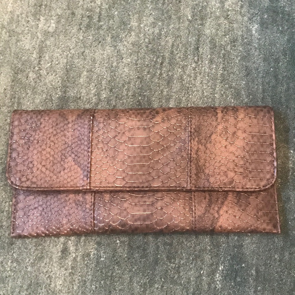 Brown faux crocodile leather clutch!!!
