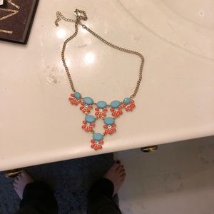 Teal and coral necklace