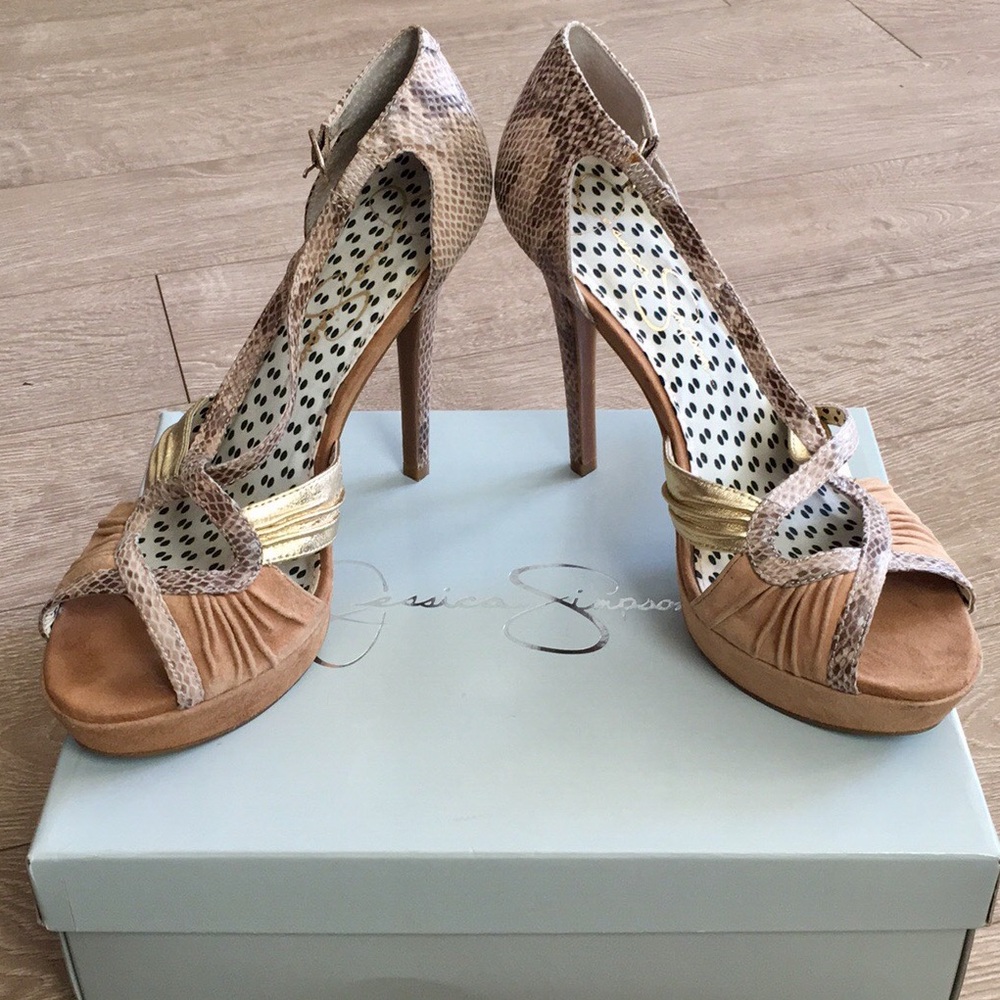 Jessica Simpson Gold Combo Heels