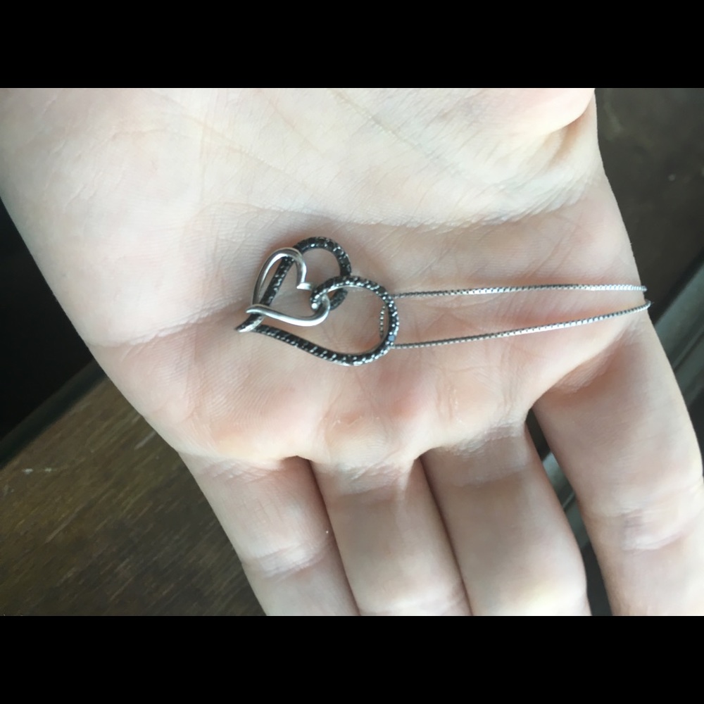 Black diamond heart necklace