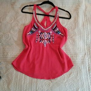 3 for 20$ Hot pink tribal graphic sheer tank top S
