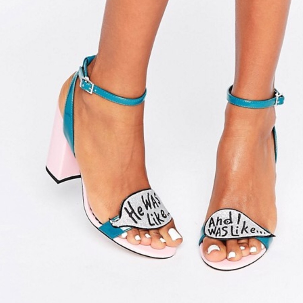 ASOS HARROW Slogan Glitter Heeled Sandals: 8