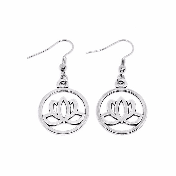 Earrings Lotus Flower Circle - Picture 1 of 3
