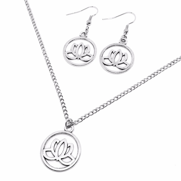 Earrings Lotus Flower Circle - Picture 3 of 3